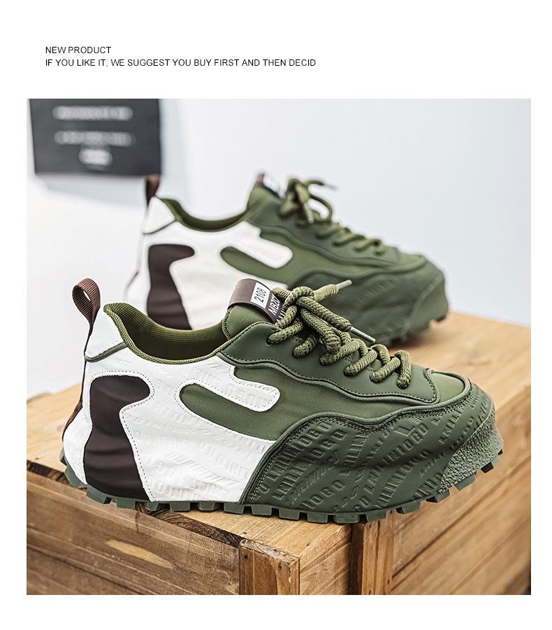 Evropské pánské kožené tenisky s ražbou - Jaro 2025: Super měkká silná podrážka, Trendy „dad“ styl