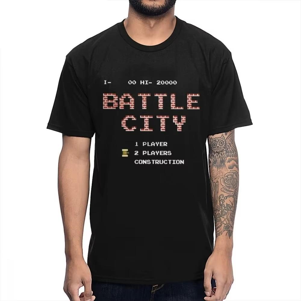 Přírodní Old School Hra Battle City Bavlněné Tričko Léto Vtipné Ležérní pro Muže Homme Tričko Kluci Punk Designér Streetwear