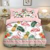 3pcs Flamingo Forest Animal Print Coreless Duvet Set, Multi Size Bedroom Bedding Decoration, Machine Washable