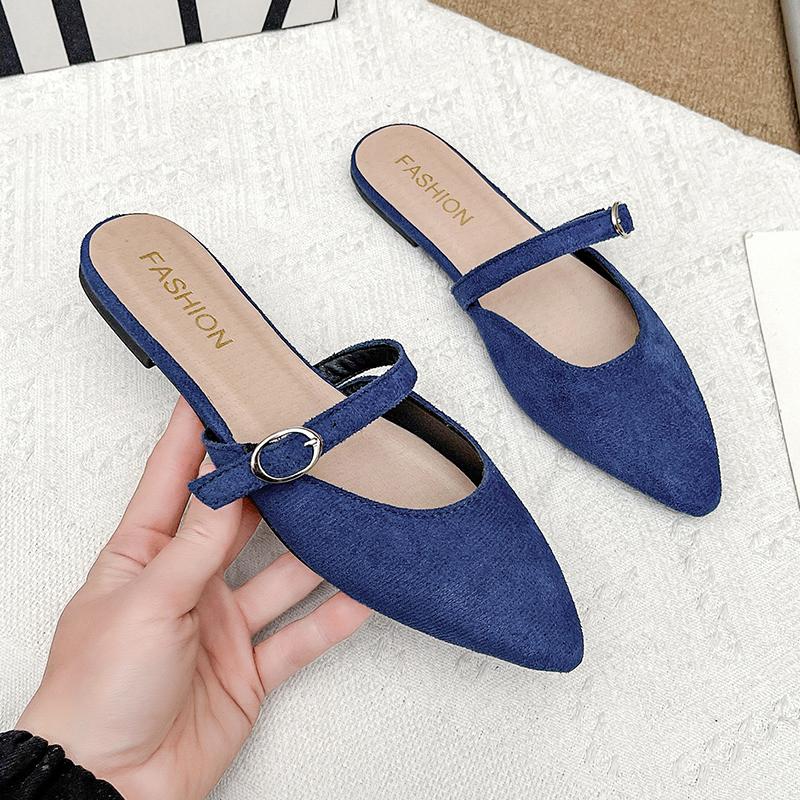 Fashion New Fashion Shallow Slippers Women Sandals Black Pointed Shoes Women Flats Casual Shoes Sandalias De Mujer Flat Slippers