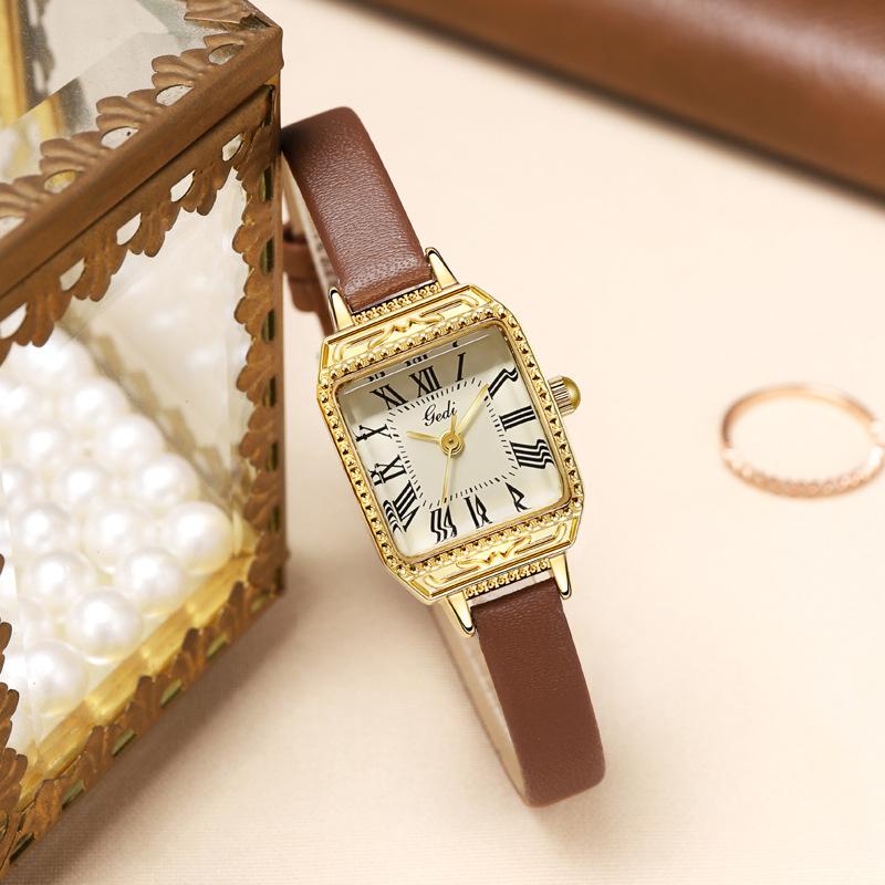 High-value retro Roman student watch niche three-dimensional engraving dial, high-end exquisite women's watch