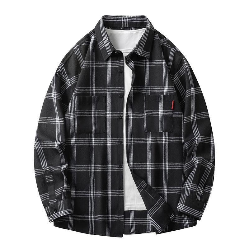 

Мужская весенняя клетчатая повседневная рубашка-куртка с длинным рукавом 2XL 160-180 jin