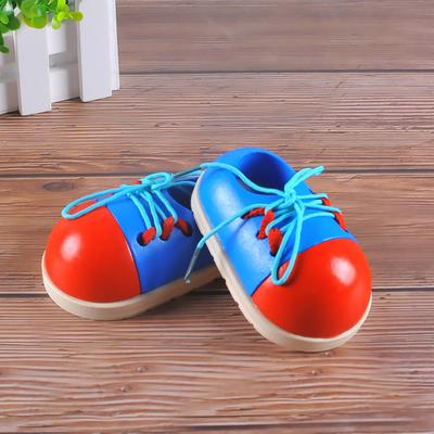 1 Peça Aleatória Brinquedos Educativos Montessori para Crianças Brinquedos de Madeira para Crianças Sapatinhos de Cadarço para Bebês Educação Infantil Materiais Didáticos Montessori