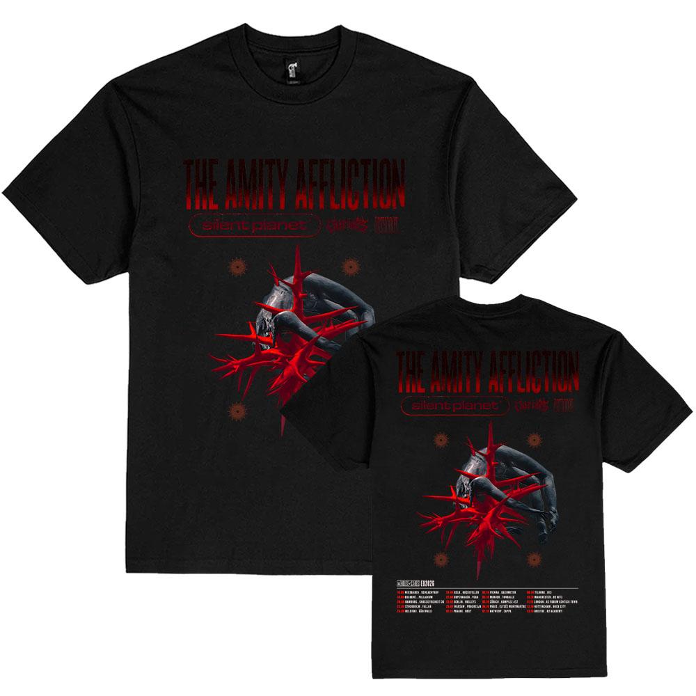 

The Amity Affliction Tour T-shirt House of Cards Album Print Tshirts Unisex Streetwear Cotton Summer Male Tees Print Tops XXL чорний