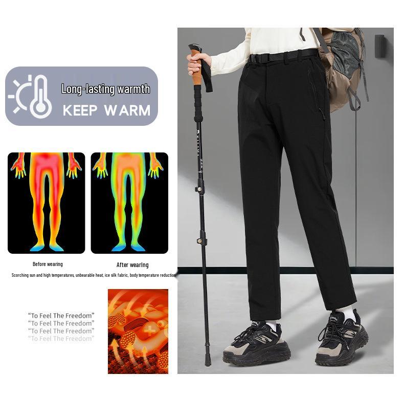 Outdoor Waterproof Elastic Straight-Leg Trousers - Trendy Zip-Up, Ideal for Spring/Autumn Mountaineering and Casual Wear.