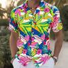 Tropisches Blumenhemd mit kurzen Ärmeln, Sommerliches Freizeit-Essential