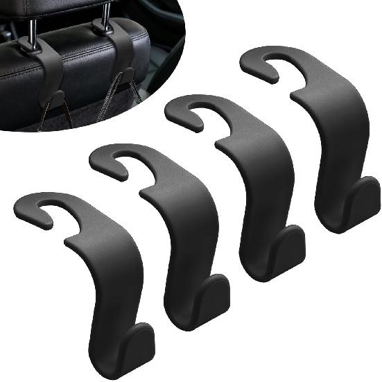 4PCS Car Back Seat Headrest Hooks, Purse Holder for Car, Vehicle Back Seat Headrest Hanger Holder Hook, Auto Seat Hook Hanger Storage Organizer for