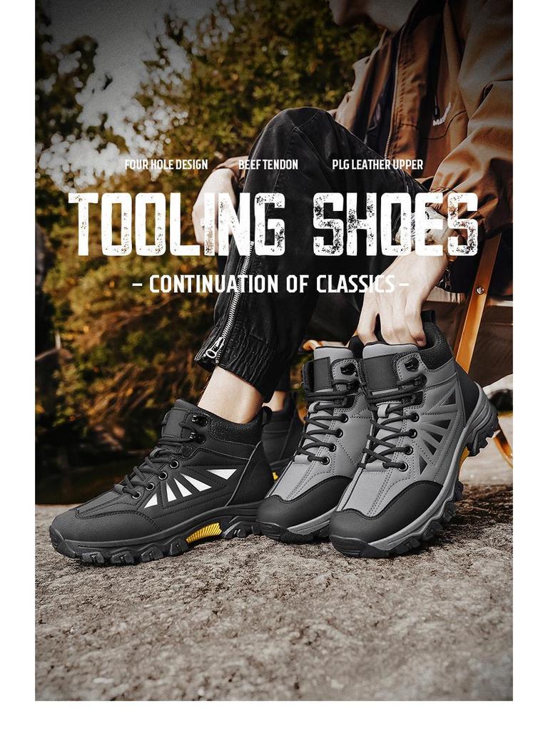 Men's Waterproof Fleece-Lined Winter Boots: Warm, Non-Slip, Outdoor Sports Shoes