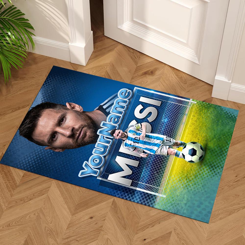 Messi Personalized Text Carpet Design for Foyer Bedrooms Entryway Playrooms Antislip Carpet Anime Office Decor Perfect Birthday/Christmas Gift Idea