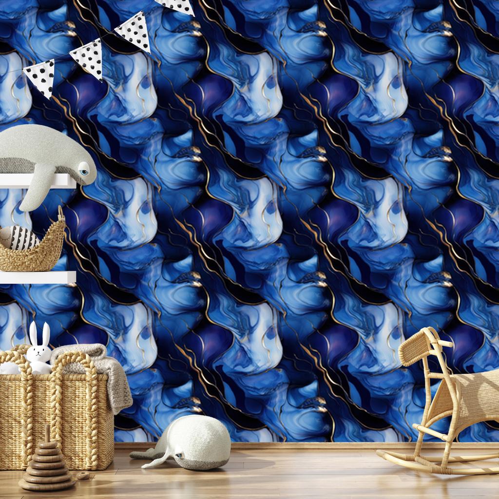 Wallpaper Ink blue, navy blue, black and azure 50x1000