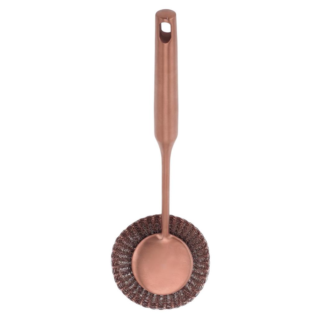 Langt Skaft Stålullskrubber Dyp Rengjøring Rustsikker Rustfritt Stål Oppvaskbørste for Gryter Panner Griller Rosegull