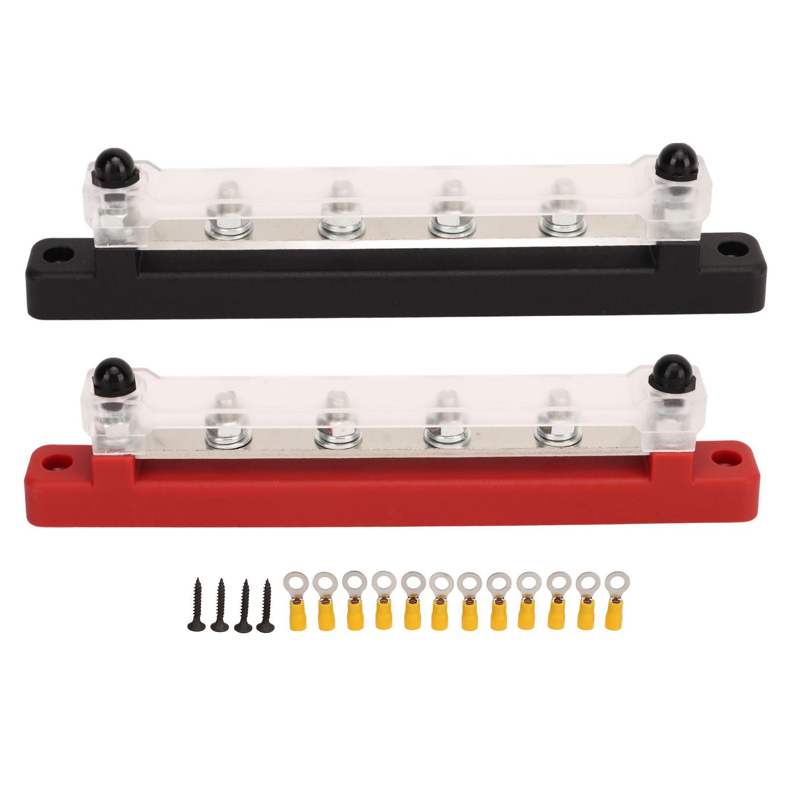 

2PCS Battery Bus Bar Black Red DC12V to 48V 150A M6 Terminal 6 Stud for RV Car Ship Yacht Power Syst