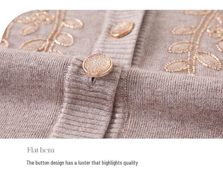 Grandma's Winter Knit Cardigan: Cozy Plus Velvet Sweater for Middle-Aged and Elderly Women