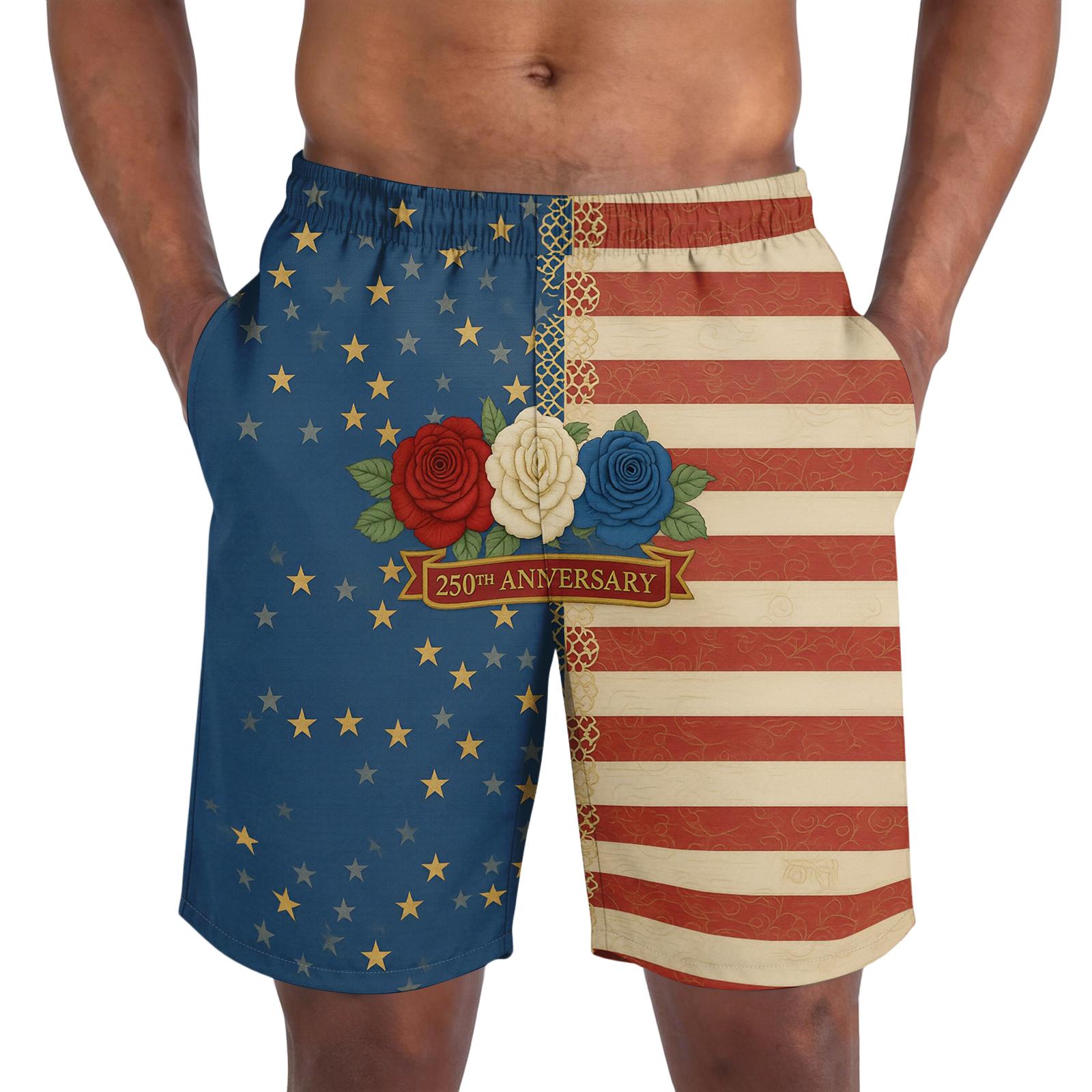 

Men s Casual Trendy Independence Day Printed Shorts, Lightweight Breathable Athletic Shorts For Men XL кавун червоний колір