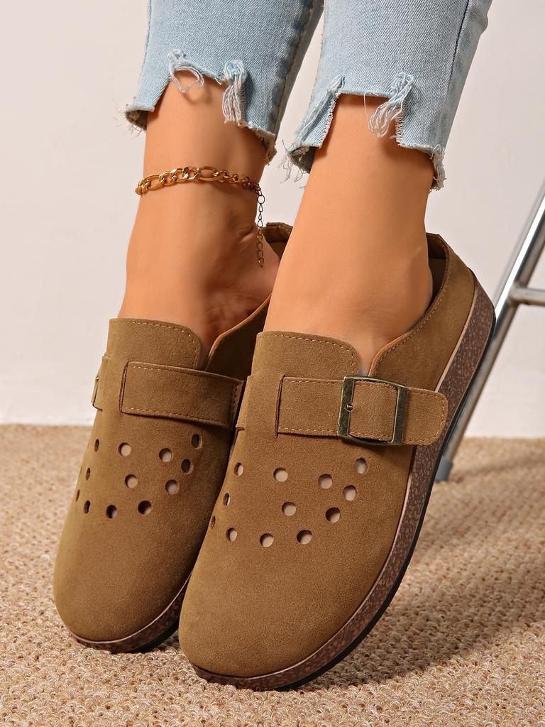 Fashion Women's Sandals Summer Non Slip Outdoor Closed Toe Adjustable Button Air Feel Muller Slippers Thick Bottom Soft Hole Shoes Flats