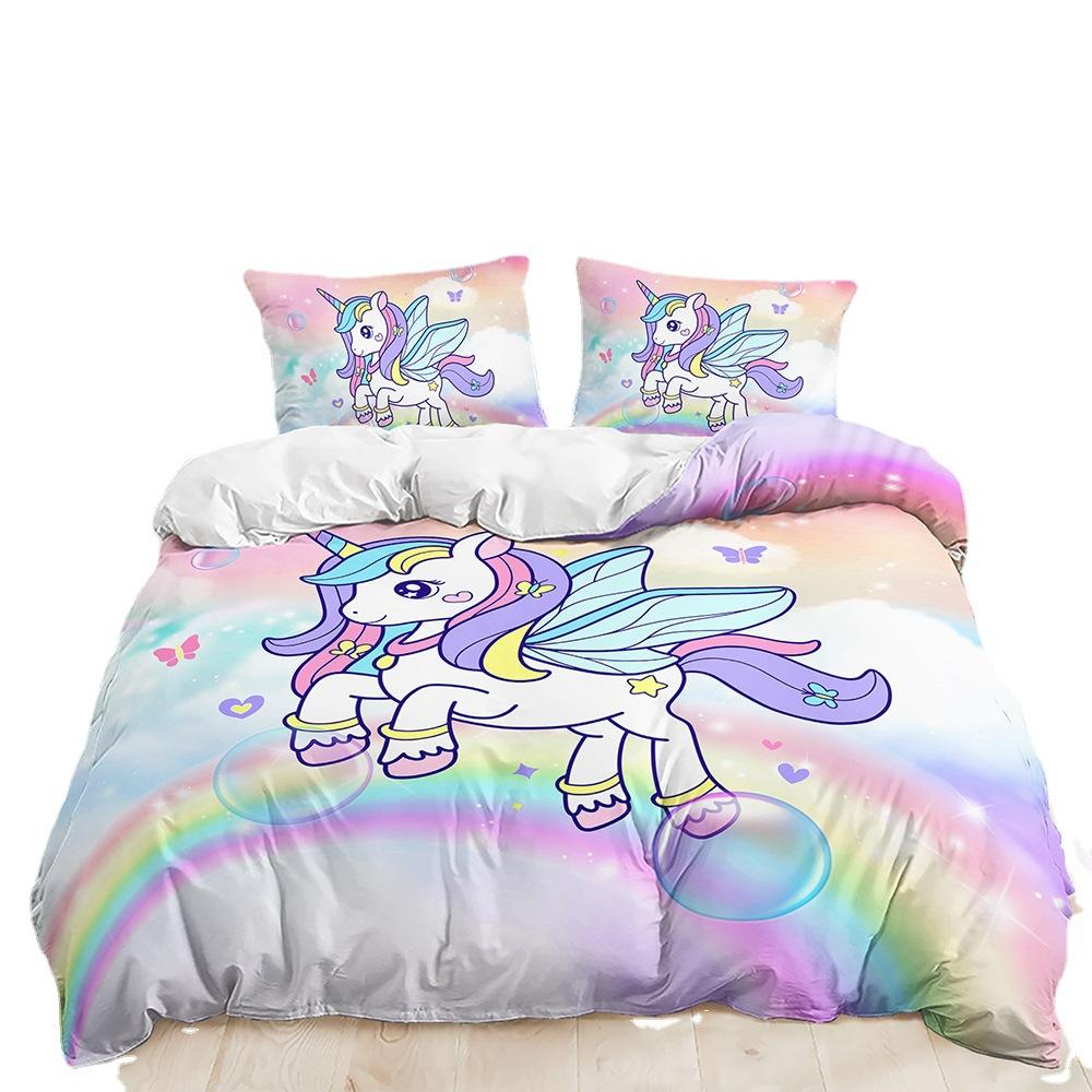 Three-Piece Dream Unicorn Quilt Cover Digital Printing Three-Piece Bedding