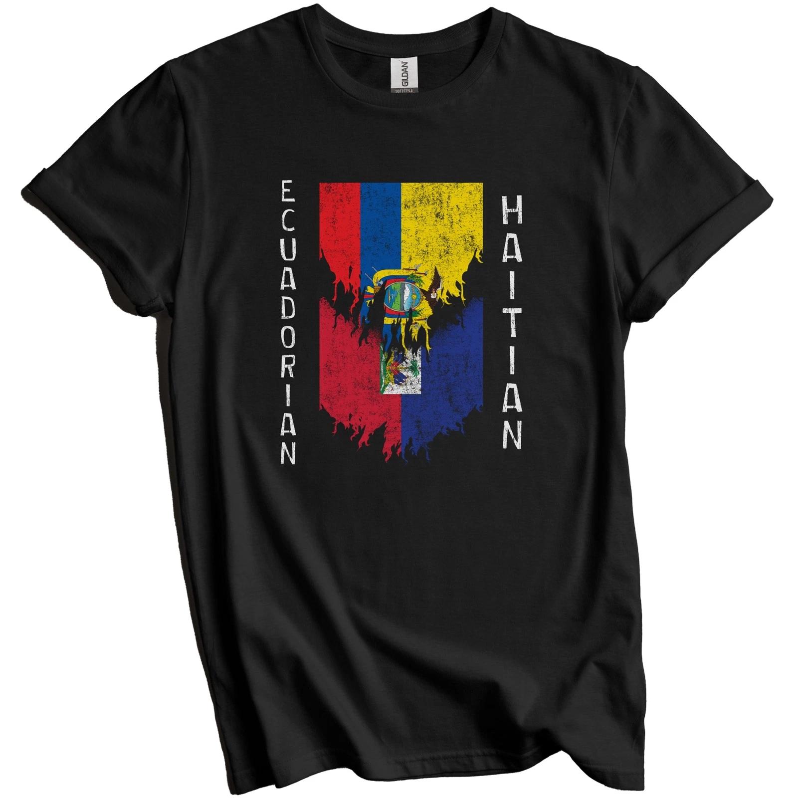 Ecuadorian Haitian Flags Ripped Torn Ecuador Haiti T-Shirt XL
