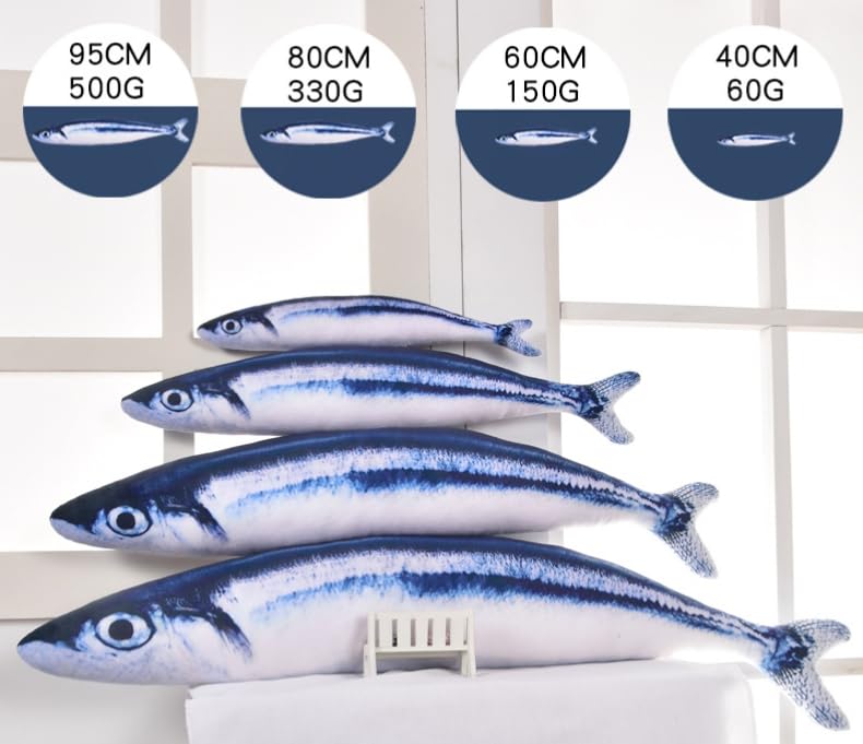 [dokidoki] Sanma (Pacific saury) Fish Cushion Sardine Cat Plush Toy, Cute and Fun Item, Perfect for Events, Parties, Halloween, and Instagram (55cm)