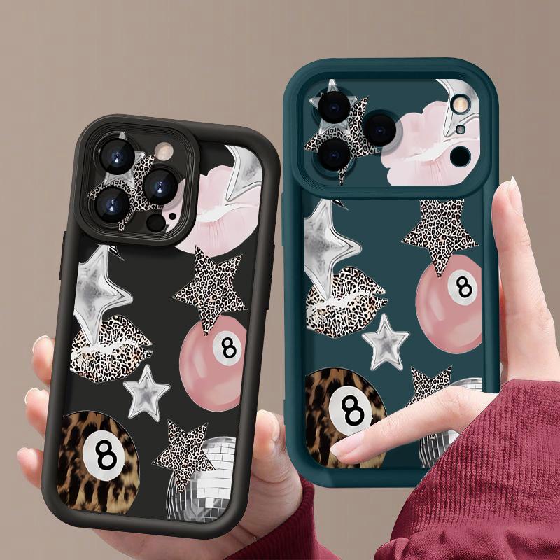 Shockproof Phone Case For iPhone 17 Pro Max Leopard Print Stars Billiards Silicone Cover For iPhone 16 Pro Max Cover iPhone 15 14 13 12 11 16E