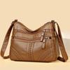 Korean Style Multi-Layer Soft Leather Crossbody Bag for Women - 2025 Large Capacity, Versatile Single Shoulder Bag for Moms