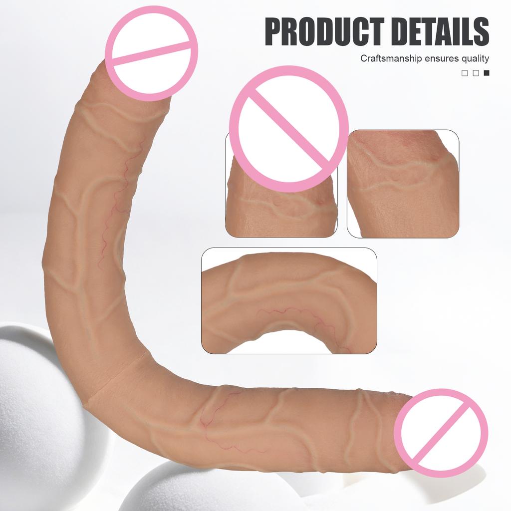 Huge Realistic Dildo Double Head Penis Super Soft Dildo U Shape Big Dick Vagina G-Spot Stimulation Masturbator Waterproof Sex Toys for Women Men Gay
