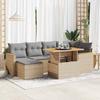 VidaXL Garden Lounge Set with Cushions 7 Pcs Beige Braided Resin Acacia 3327510