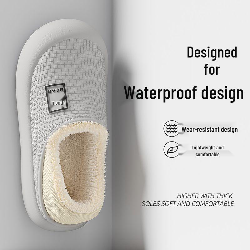 

Waterproof Cotton Slippers: Women s/Men s Non-Slip Thick-Soled, Plus Velvet, Warm, Closed Heel for Autumn/Winter. 40-41 [Fits usual 39-40]