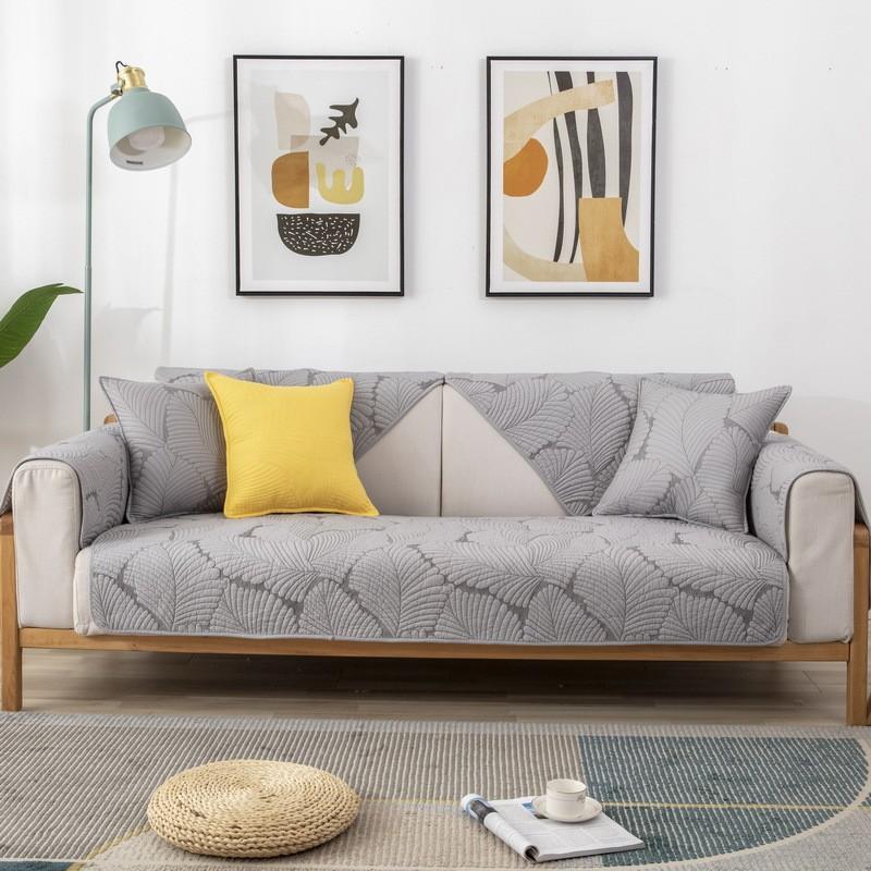 Four Seasons Universal Sofa Cushion Pure Cotton Fabric Cushion Cotton Nordic Simple Modern Non-Slip Solid Wood Sofa Cover Slipcover