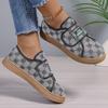 Mode Retro Blumenstickerei Sneaker Damen Klettverschluss Schwarz Ballerinas Schuhe für Frau Frühling Herbst Oberbekleidung Leichte Walking Schuhe Mujer