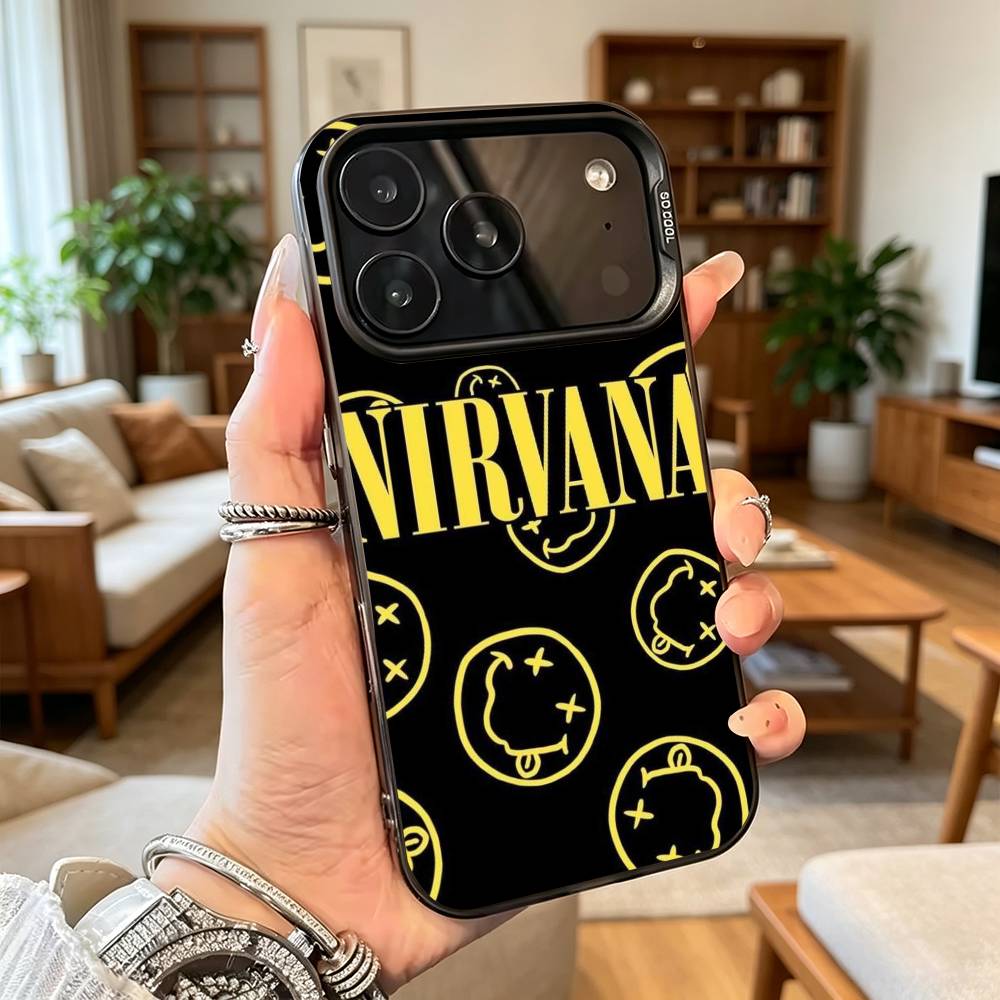 Nirvana Rock Singer B-Band Gift Phone Case For iPhone 17,16,15,14,13,12,11Plus,Pro Max,XS,Colorful Silver Phone Case Funda Cover