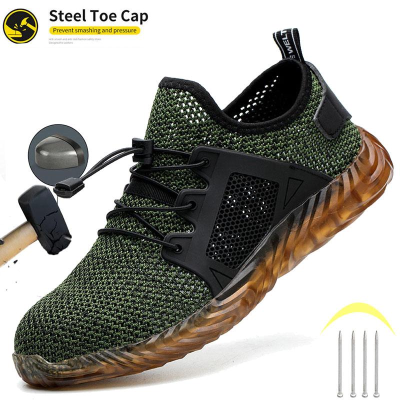 Men Work Safety Shoes Anti-puncture Working Sneakers Male Indestructible Work Shoes Men Boots Lightweight Breathable Safety Boot