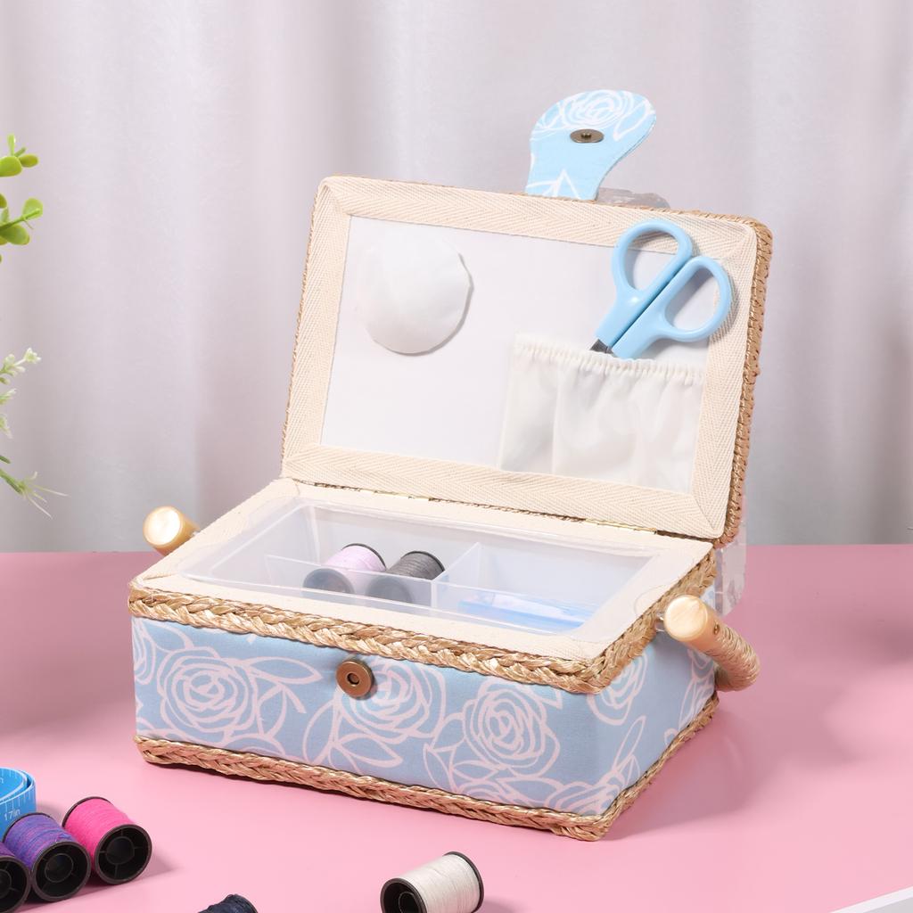 Sewing Kit Storage Box Sturdy Dust Proof Sewing Organizer Basket PortableKnitting Needles Storage Bag For Sewing Accessories