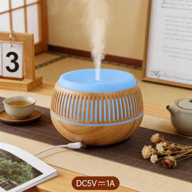 Wood Grain Aroma Diffuser with Smart Timer, Seven-Color Light, and Silent Humidifier for Large Spaces