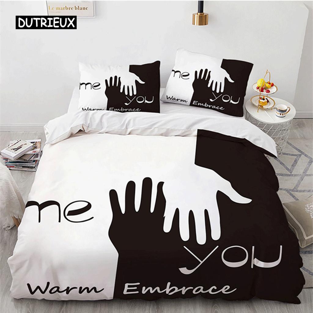 Lovers Duvet Cover Love Theme Couple Bedding Set Microfiber Animals Comforter Cover King Bedroom Valentine's Day Gifts Decor