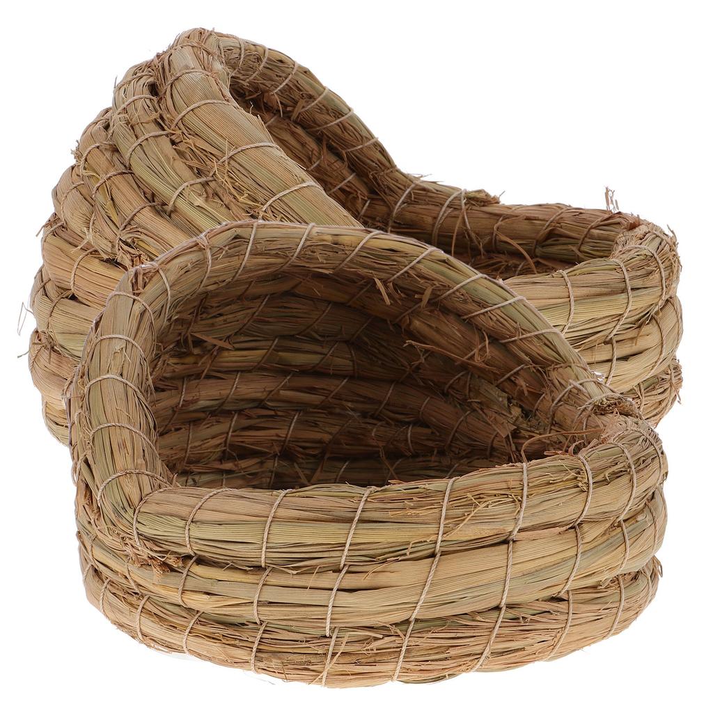 2pcs Straw-woven Breeding Nests egg-laying Nests Small Chicken Laying Nest Small Animal Bird Sleeping House Chicken Coop