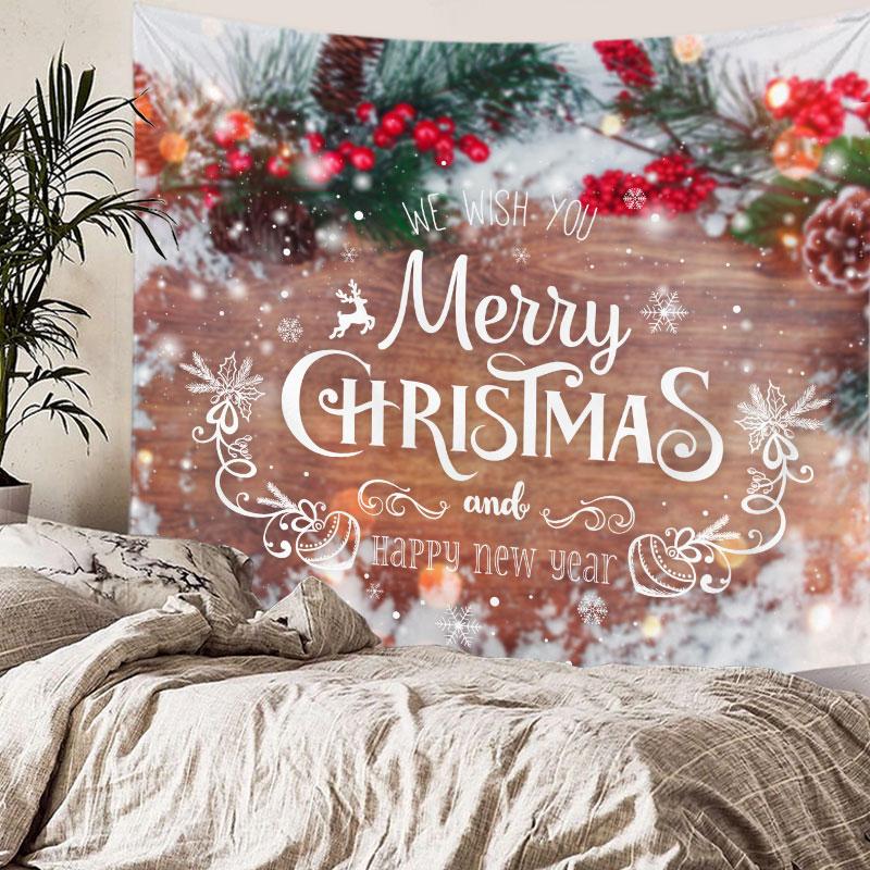 Рождественский гобелен на стену Санта-Клаус Рождественская елка Камин Лось Гобелен — фото 9