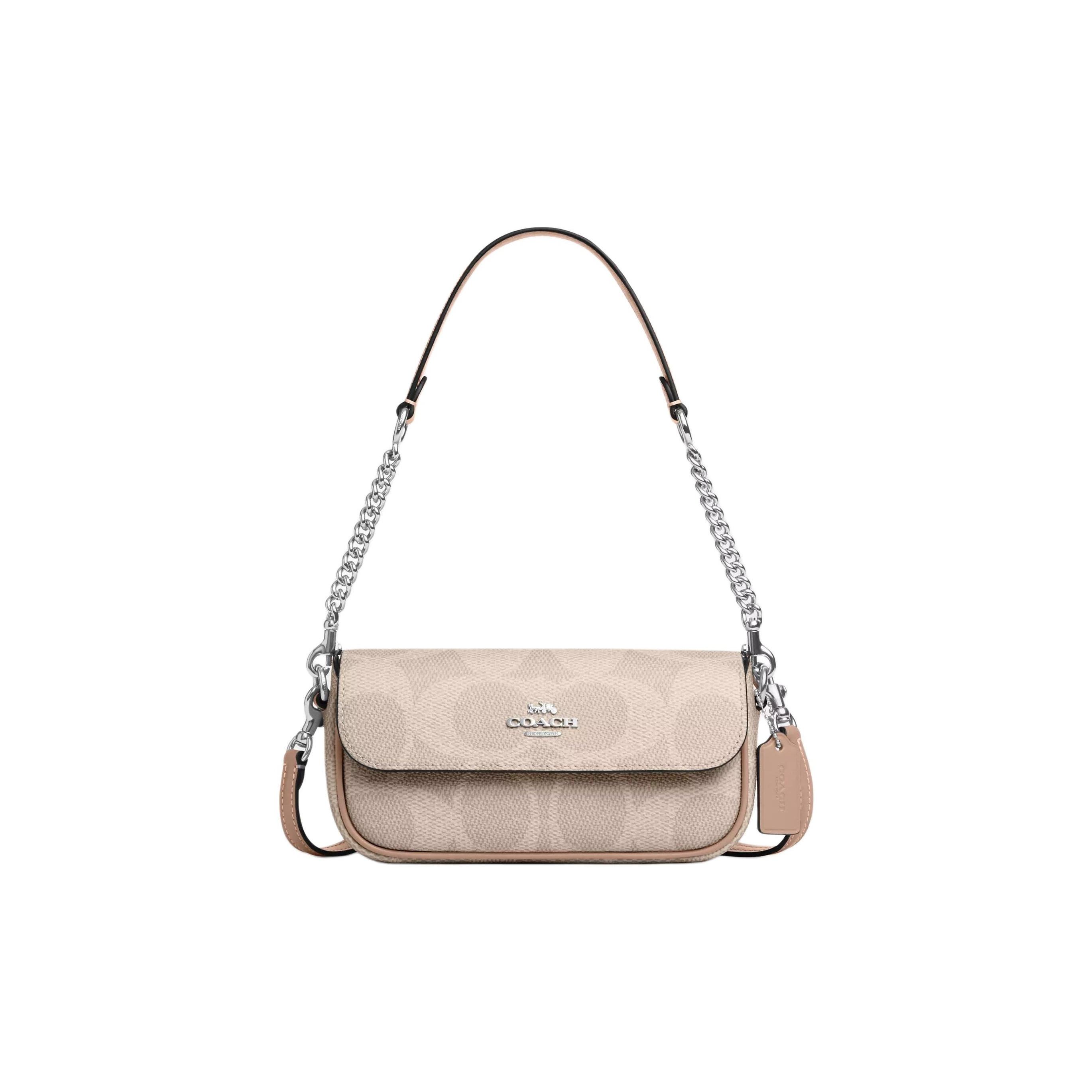 Coach Hailey Brook Flap 20 Logo Closure Crossbody Shoulder Bag Women bags Beige CAN70-SVPWH Basic Set (Bag+Dust Bag)
