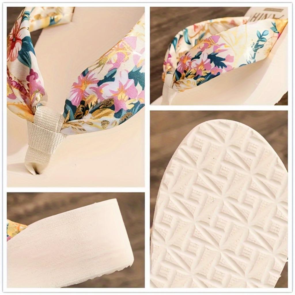 Ladies' Floral Printed Wedge Sandals - Fashionable One Foot Beach Slippers with Soft EVA Sole and Vibrant Floral Design