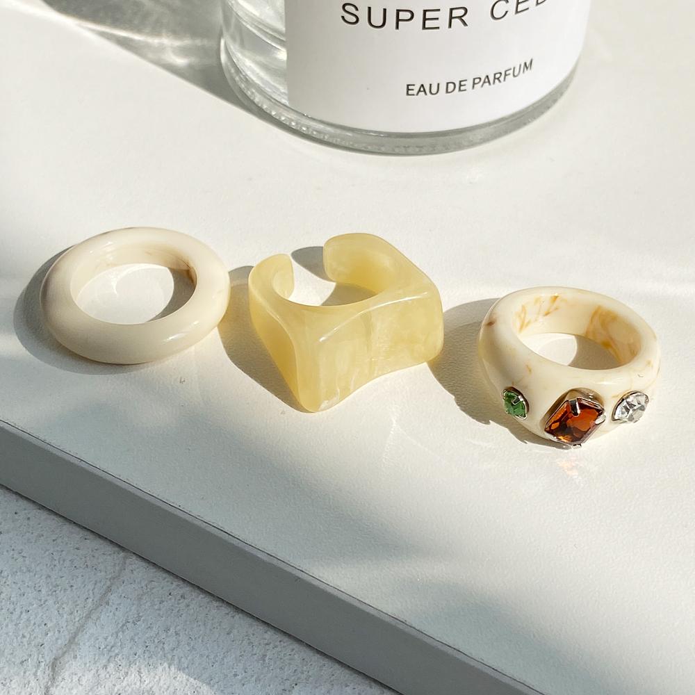 

3 шт./компл., креативное прозрачное кольцо из смолы неправильной формы, красочное акриловое кольцо с ореолом, женские ювелирные изделия, аксессуары, подарок 5