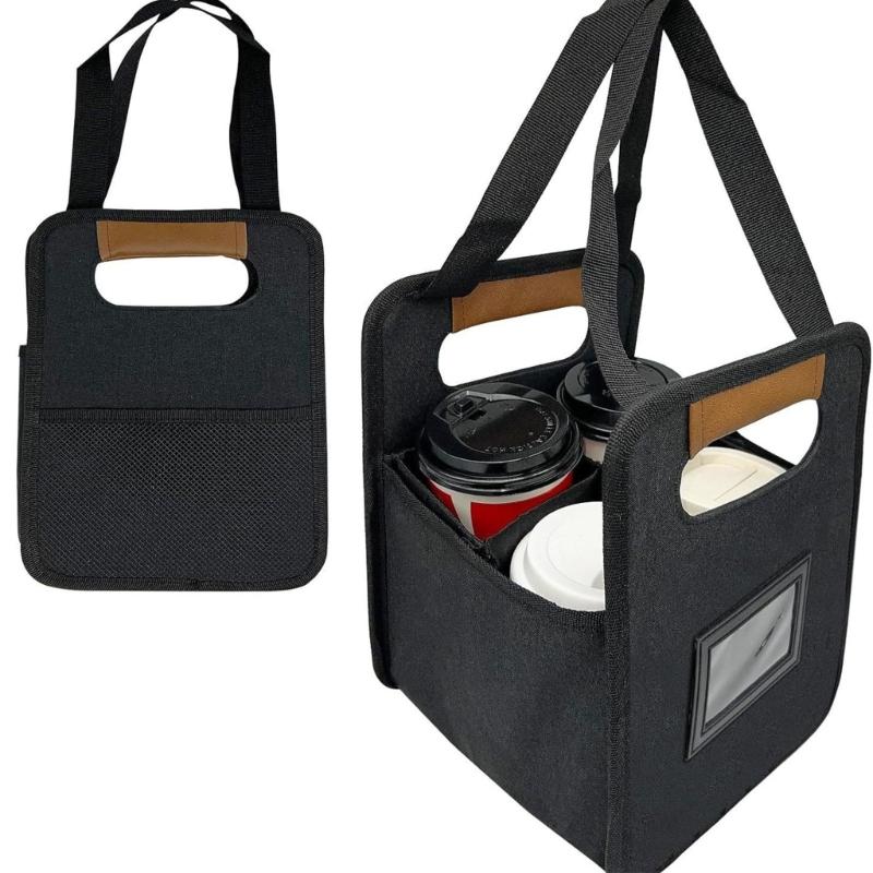 4 Cup Drink Carriers Holders With Handle Insulated Compartments And Foldable Frame For Commuting Beach Trip Outdoor