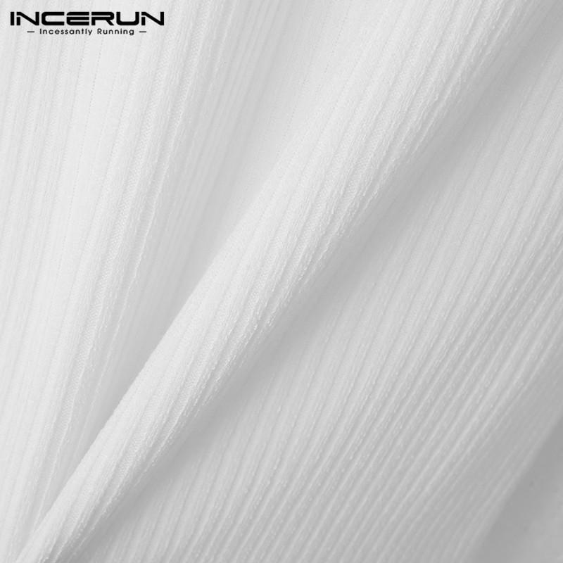 INCERUN Мужские футболки в полоску с коротким рукавом и V-образным вырезом — фото 10