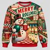 Christmas Bowling  Unisex Sweatshirt Santa Snowman Reindeer Gingerbread Gnome Crewneck Xmas Pullover Holiday Sports Party Gift Fun Top