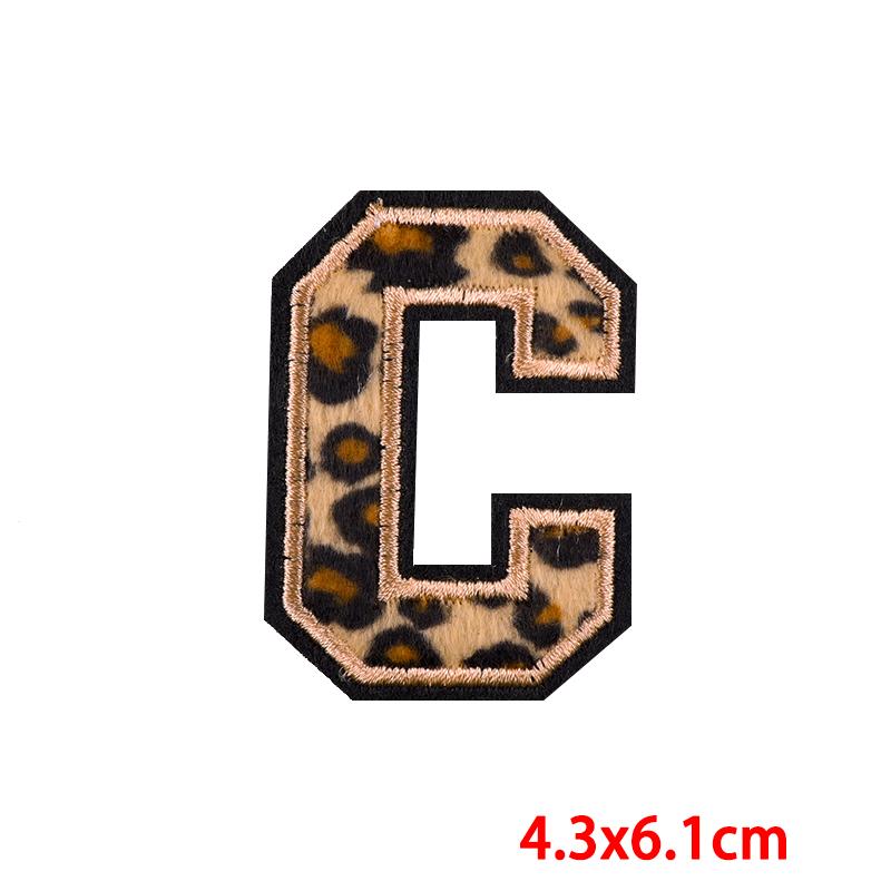 Leopard Print Letters Patch Iron On Patches For Clothing DIY Brand Name Patches On Clothes Fusible Patch For Clothes Stickers