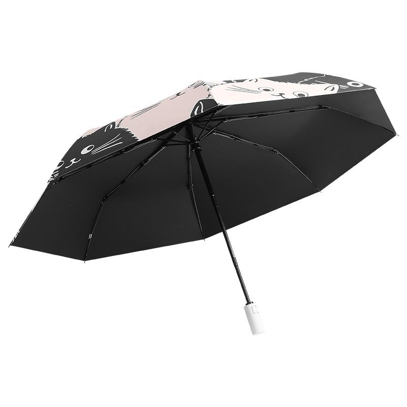 Creative cartoon pattern digital tri-fold automatic folding 8-bone portable sunshade weather and rain dual-purpose sunscreen student