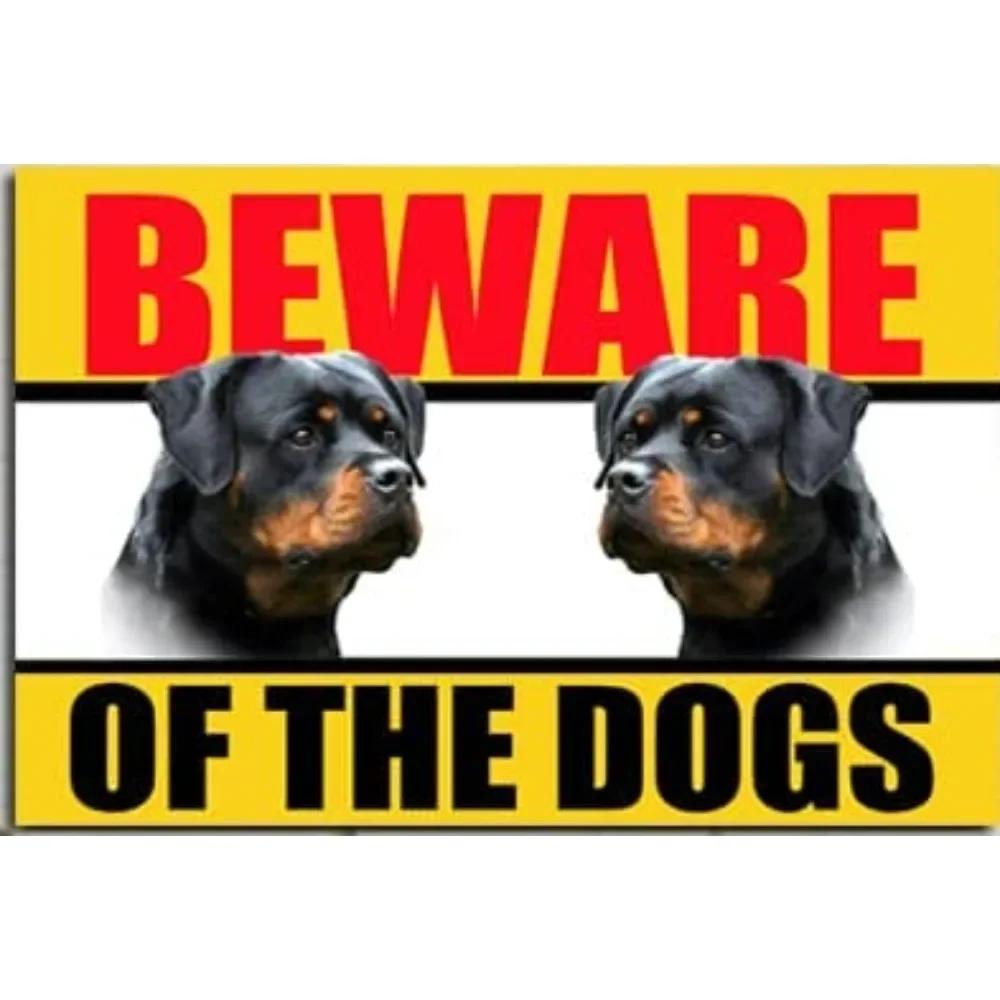 Cartello in Metallo Rottweiler Attenzione ai Cani, Sicurezza, Avviso, Cartello Cane da Guardia