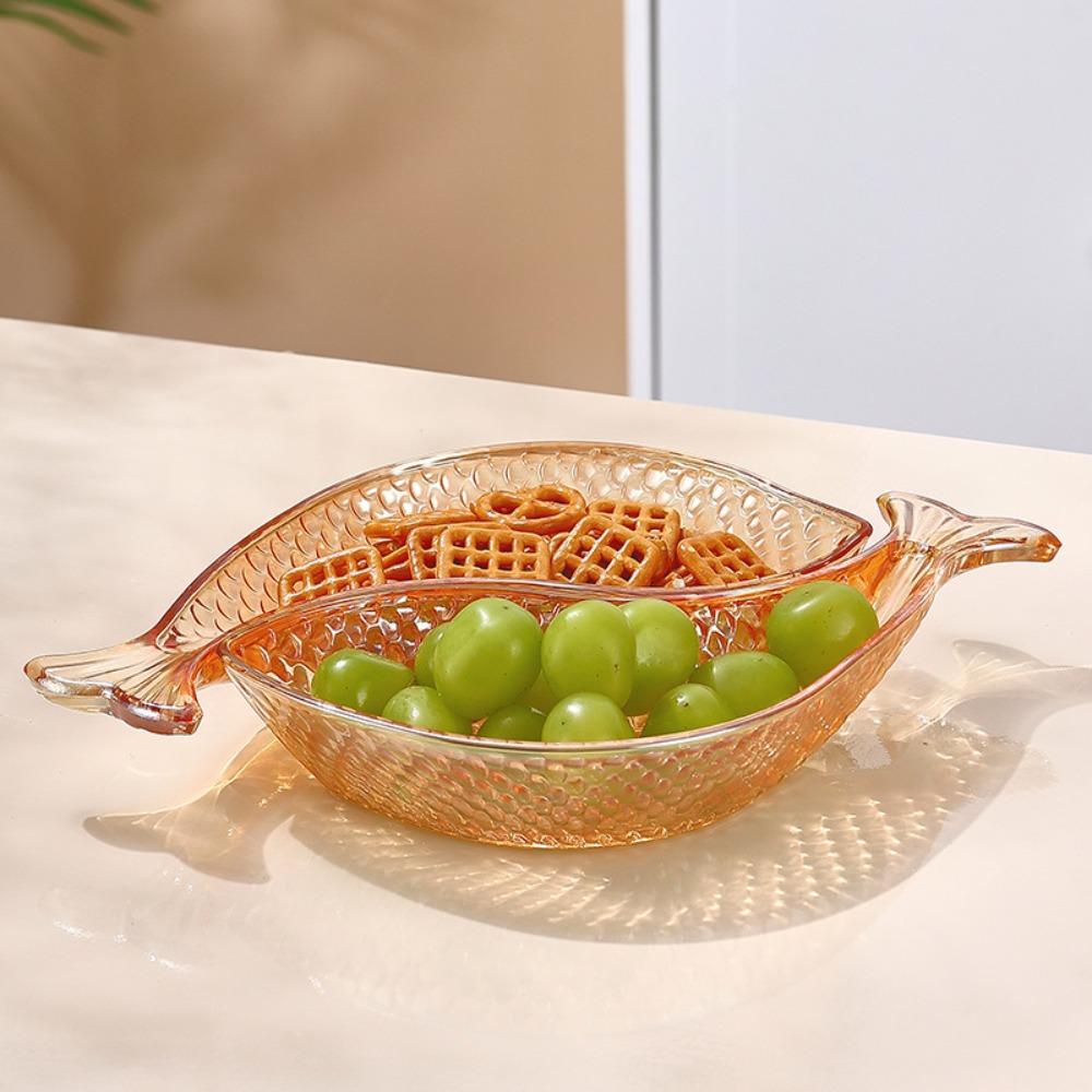 2Pcs Transparent Fruit Serving Plate Plastic Dessert Salad Bowl Fruit Bowl Desktop Decoration коричневый