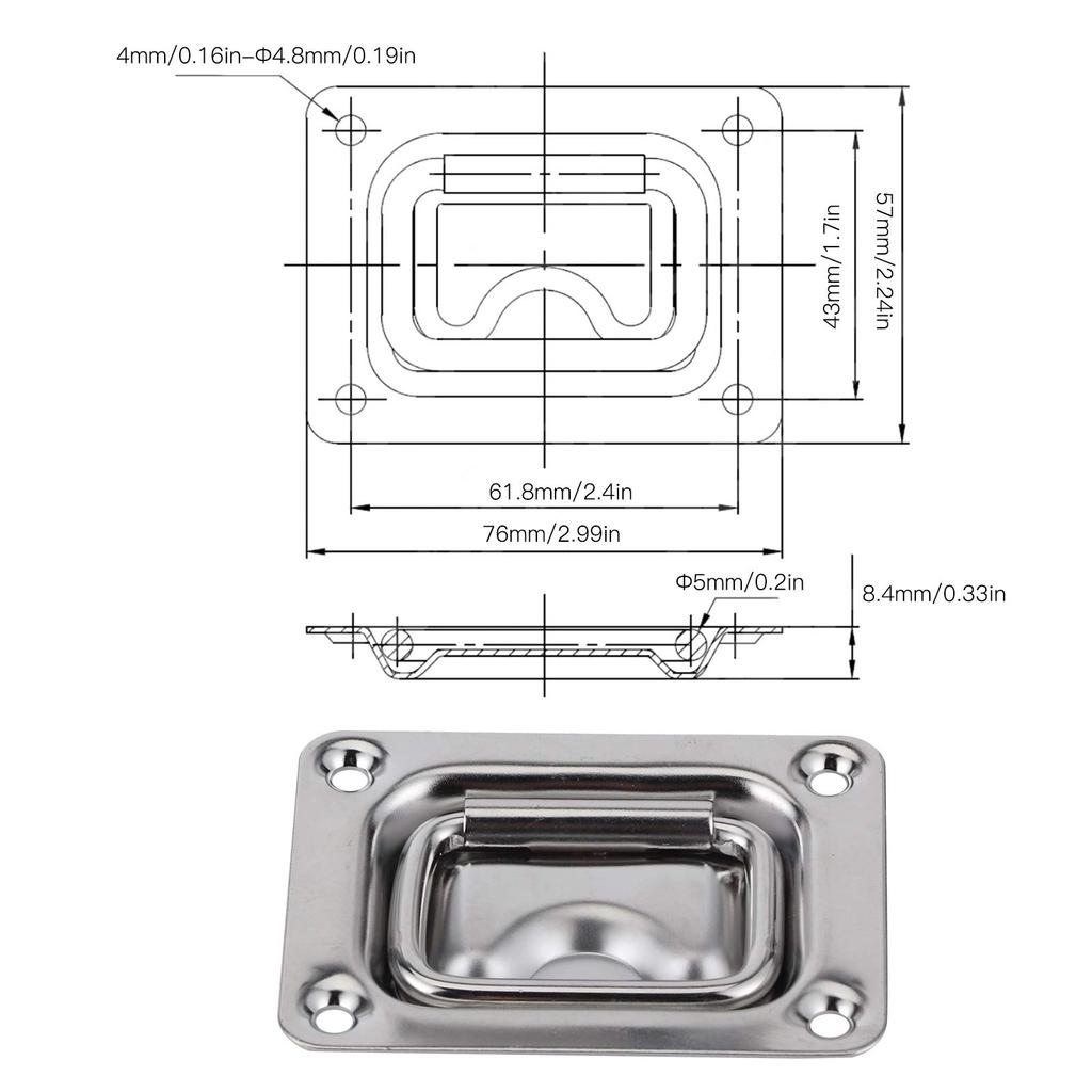 Yctze 304 Boat Yacht Stainless Steel Lift Pull Handle Marine Sailing Marine Hardware Accessories