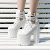 Muffin Dance Runway Thick with Fish Mouth 16cm New 2025 Spring Summer Hate Sky High Heels Sandals 16cm Simple Platform Sandals