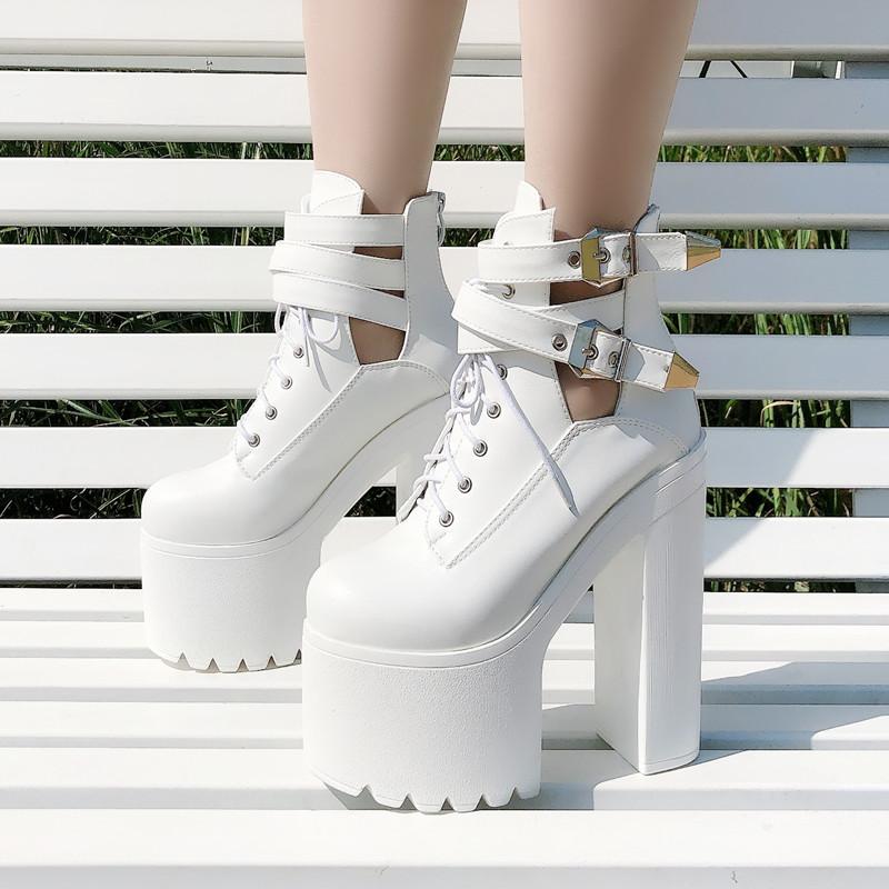Muffin Dance Runway Thick with Fish Mouth 16cm New 2025 Spring Summer Hate Sky High Heels Sandals 16cm Simple Platform Sandals