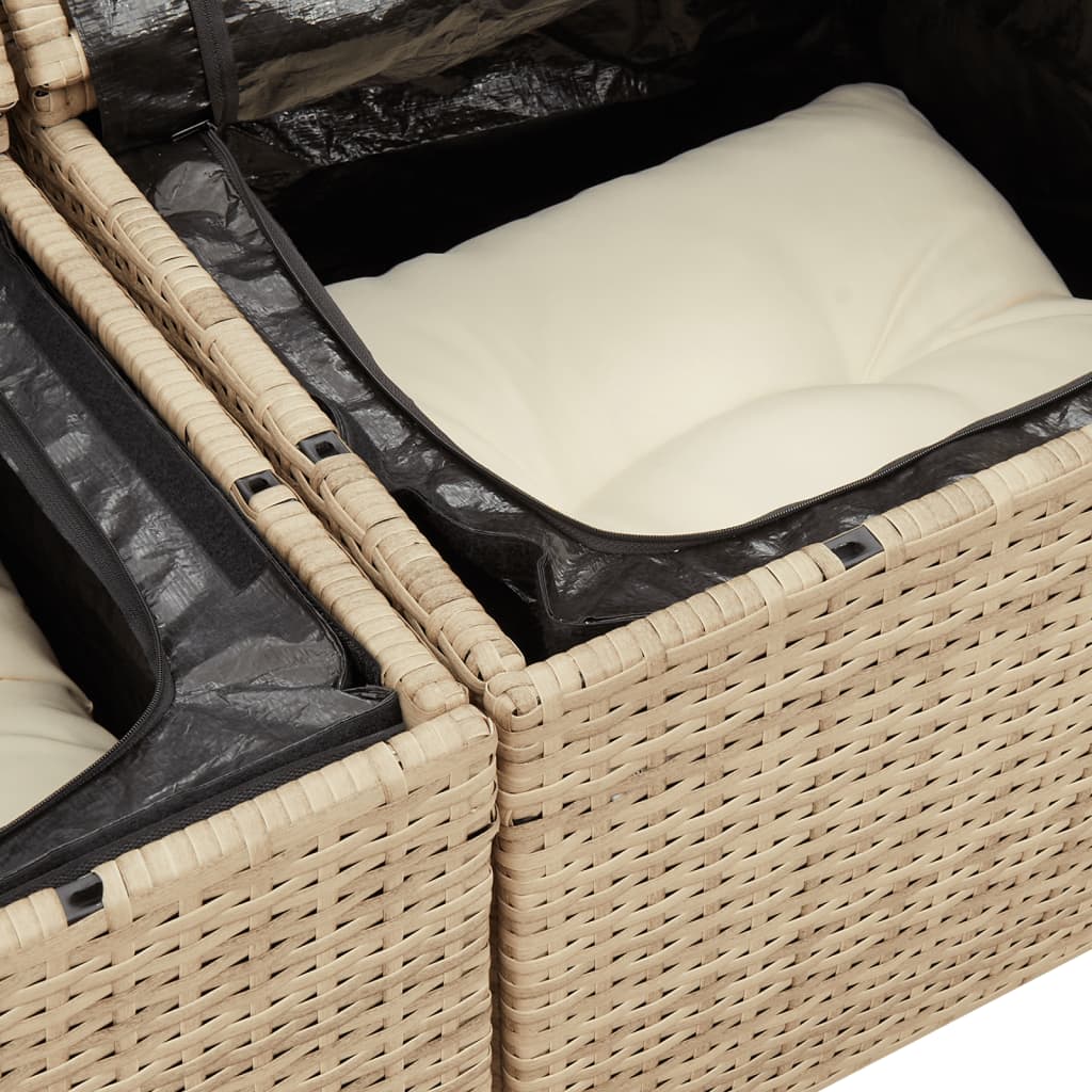 Vidaxl Sofa Ogrodowa Z Poduszkami, 2-Osobowa, Beżowa, Polirattan